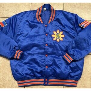 Seattle Mariners Jacket Mens L Blue Satin Bomber Filipino Heritage Night 2024